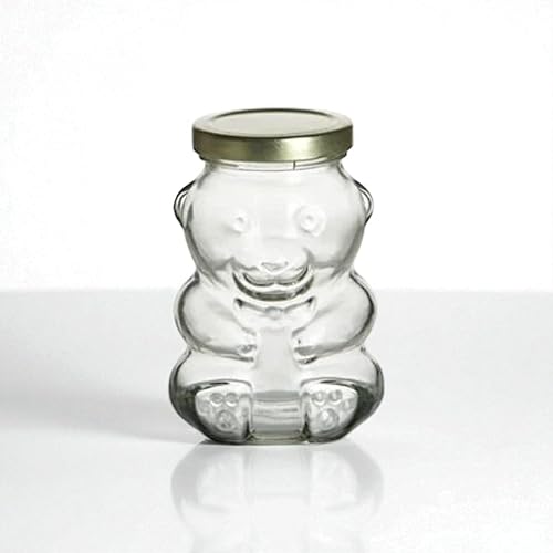 Vista 17 de Nakpunar Tarros de vidrio de 9 onzas con tapas para miel, dulces, alcancías (3, dorado)