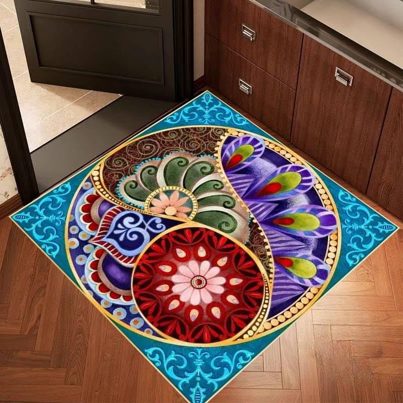 Tapis géométrique haut de gamme 110 x 110 cm style contemporain