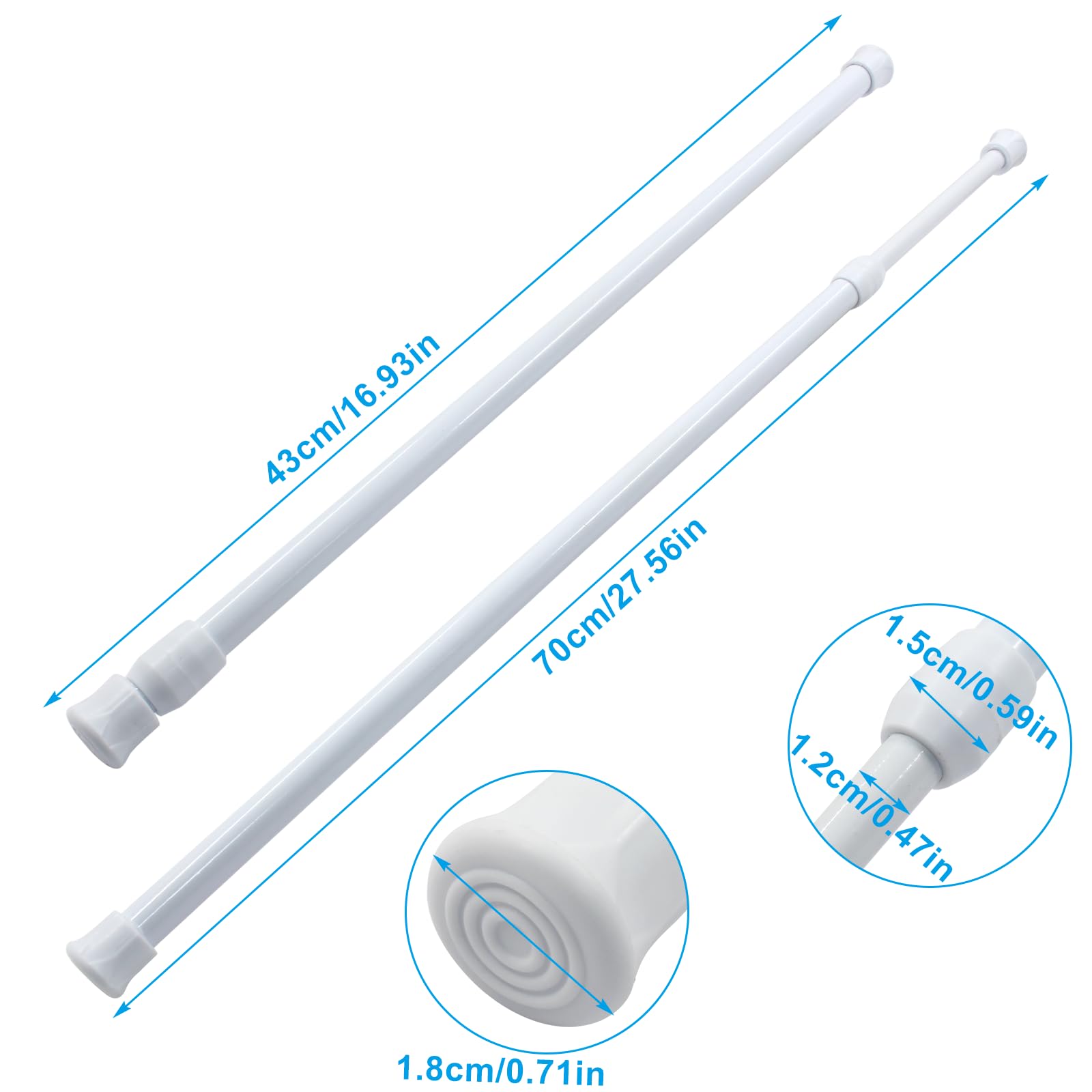Waziaqoc 2 Pack Window Security Bar, 17-27.6 Inch Extendable Tension Rods for Bathroom Cupboards, Enhanced Safety and Protection