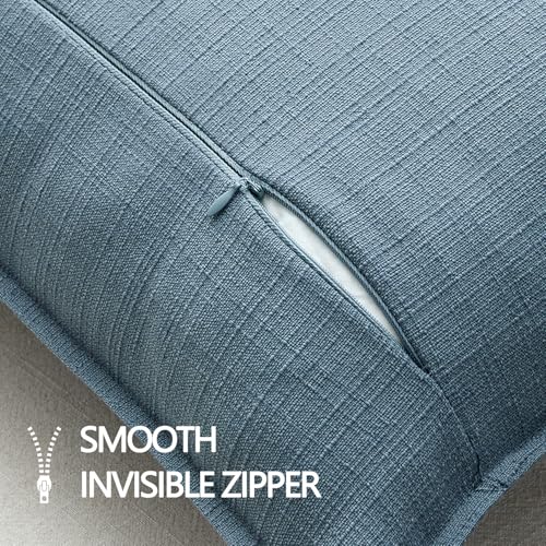 Image of MIULEE Pack of 2 Thick Textured Couch Throw Pillow Covers, Blue Decorative Pillow Covers 20x20, Neutral Linen Cushion Cases for Sofa Bed Living Room Modern Farmhouse Home Decor, No Filling