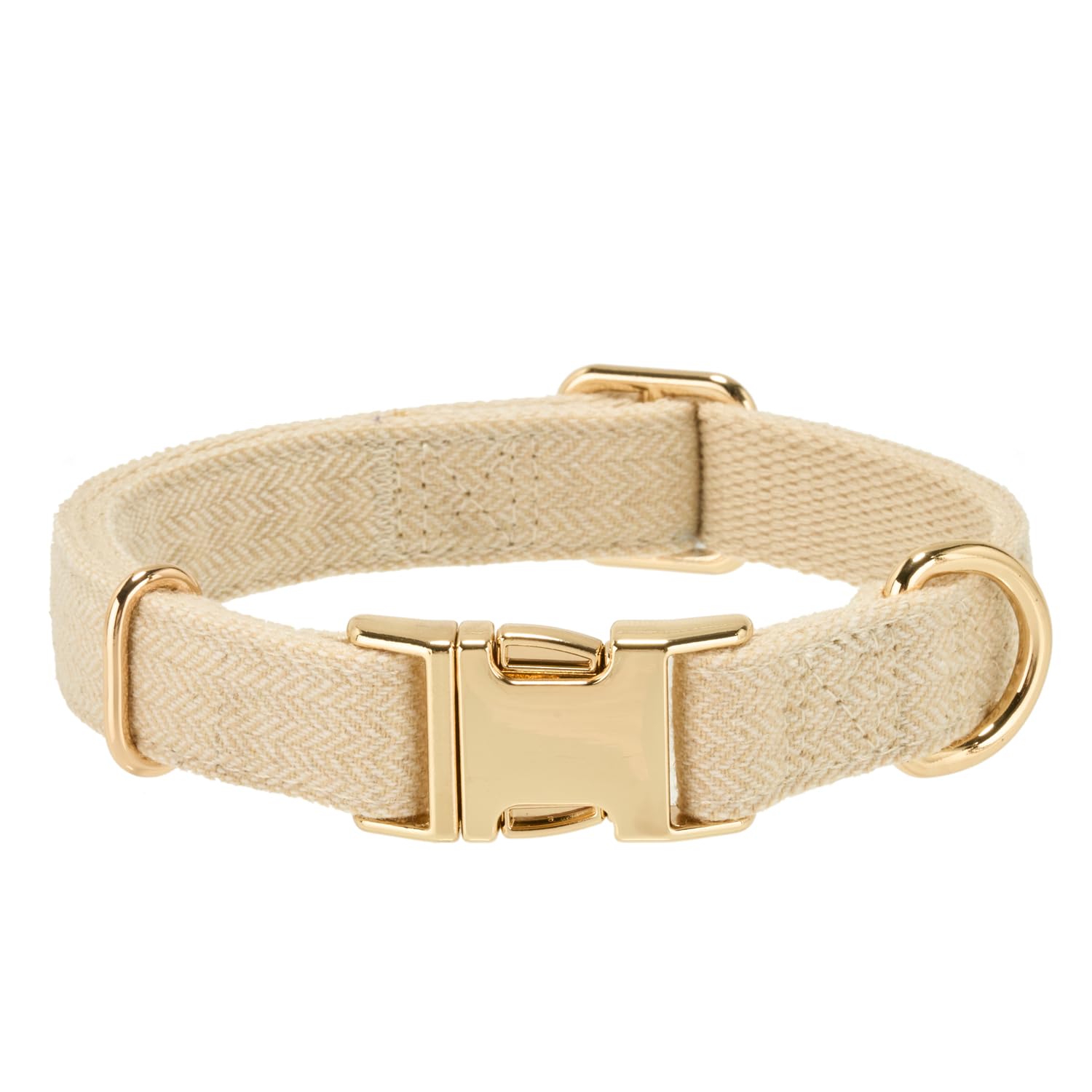 Petiry Tweed Dog Collar with Quick Release Buckle Elegant Durable Cotton Collars for Small Dogs Neck 25-38cm,Beige — image 1