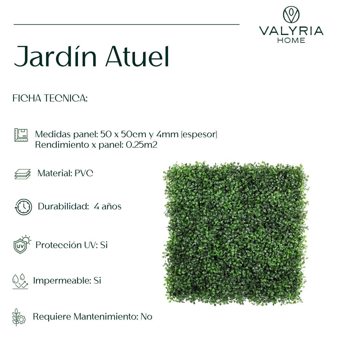 Jardín Vertical Artificial Exterior o Interior - Pack 8 Paneles 50x50 cm (2m²) - Planta Artificial para Pared Moderno - Muro Vegetal - Proteccion UV - Boj Artificial Decoración