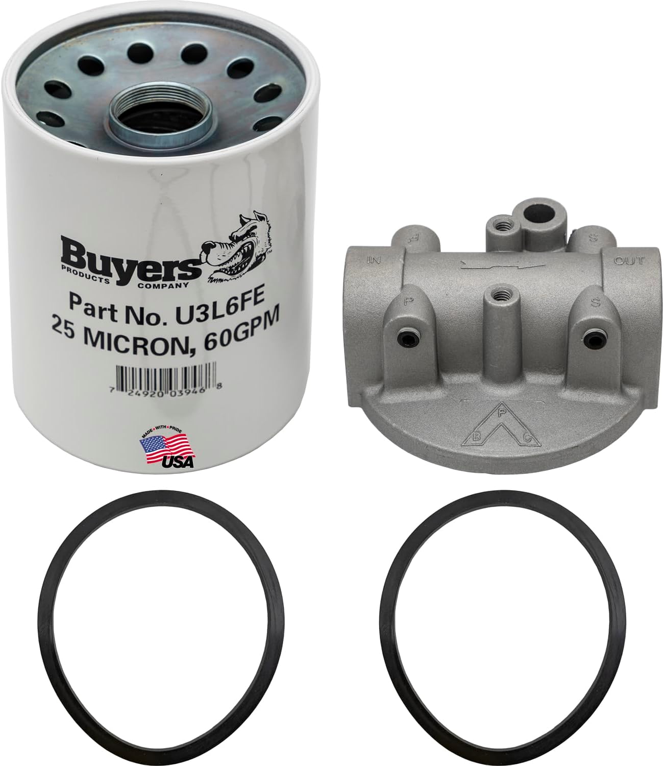Buyers Products HFA22525 HFA Series 2 Hydraulic Filter Assembly, 25 Micron Filter Rating, 25 PSI Bypass, 1-1/4" NPT Ports, Hydraulic Equipment Parts