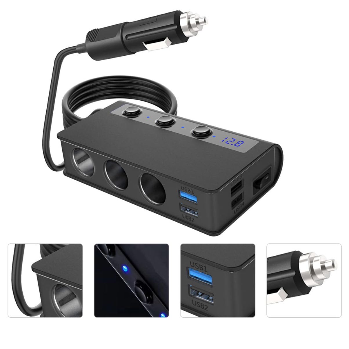 ARTIBETTER 180w Chargeur De Voiture USB Multiple Ports Adaptateur Allume-Cigare Prises Distributeur avec Protections Intégrées pour Téléphone GPS Appareils