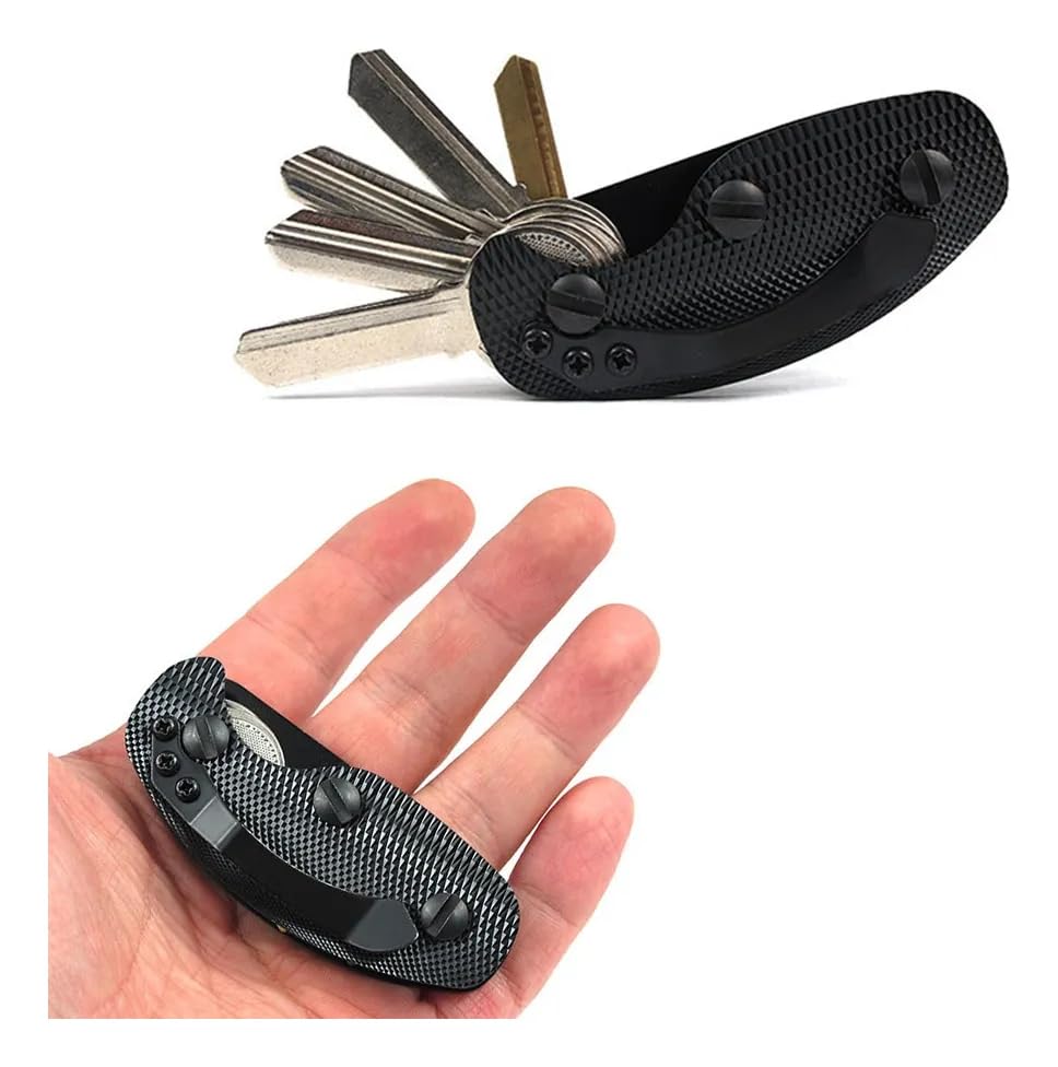 Chaveiro Organizador de Chaves Tipo Canivete, Design Compacto, Preto
