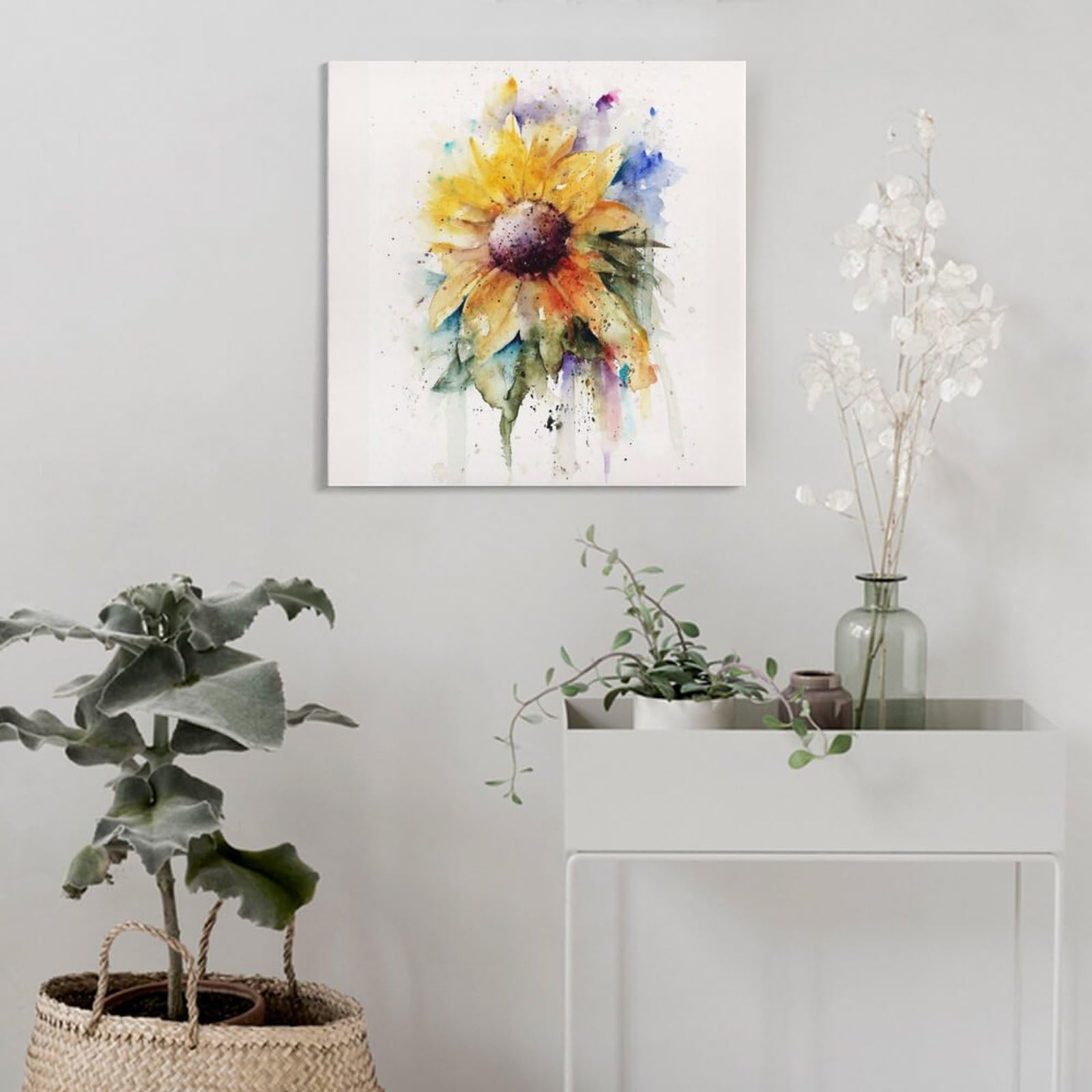 Amazon.co.jp: アートパネル 水彩画 向日葵 アートポスター 壁掛け