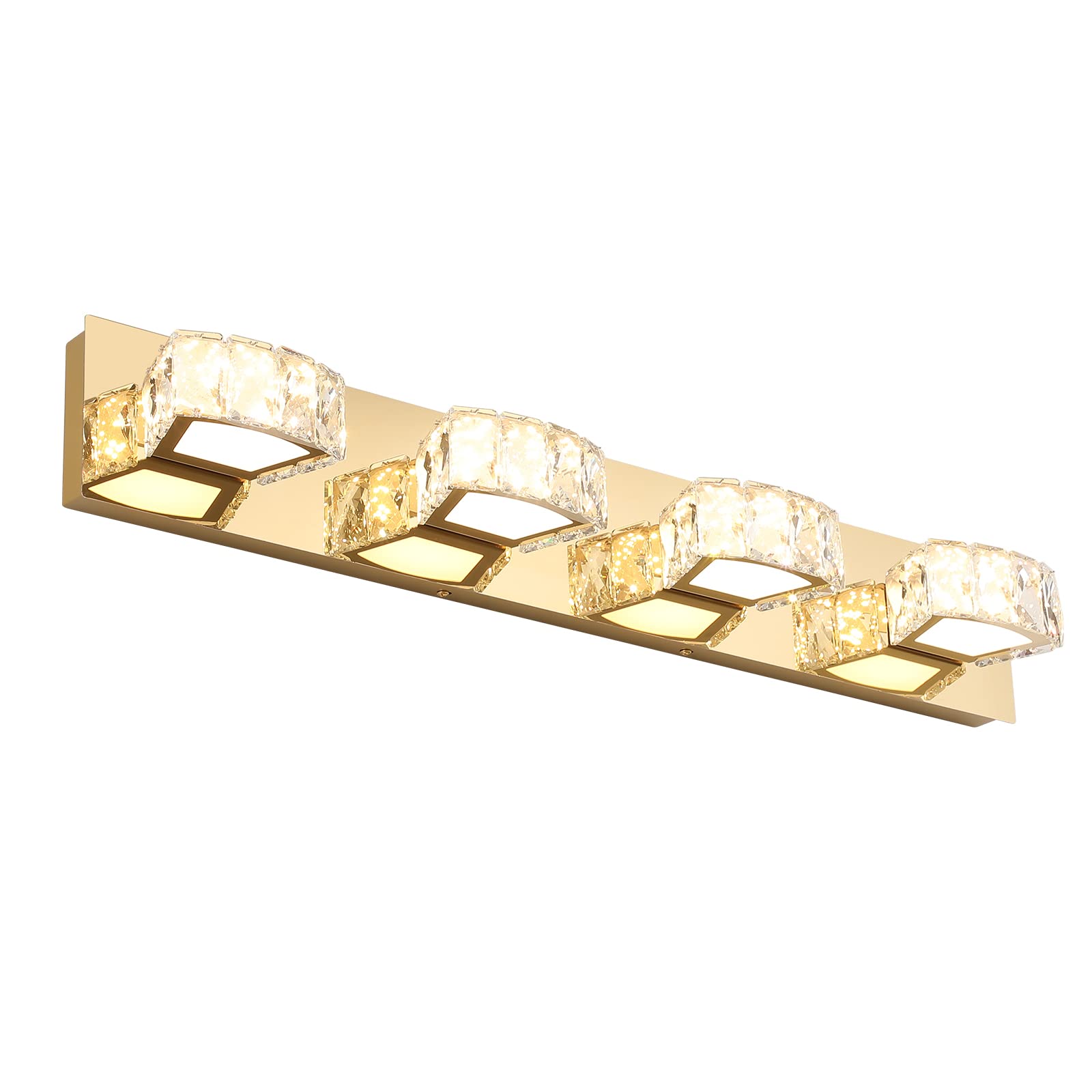 JUSHENG Crystal Vanity Light Dimmable 4Lights Bathroom Lighting