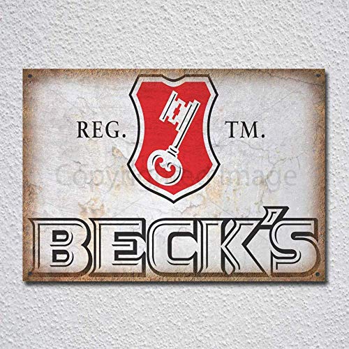 Biopracess Becks Lager - Targa in metallo con scritta "Birra", decorazione in metallo, decorazione da parete, stile vintage, 19,8 x 30 cm (lunghezza x larghezza)