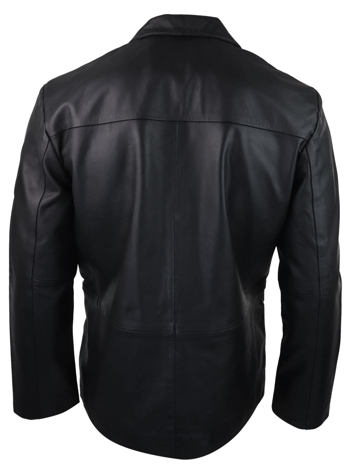 Infinity Herren Lederjacke Echtleder Klassisch Schwarz Vintage Look Knopfleiste Design