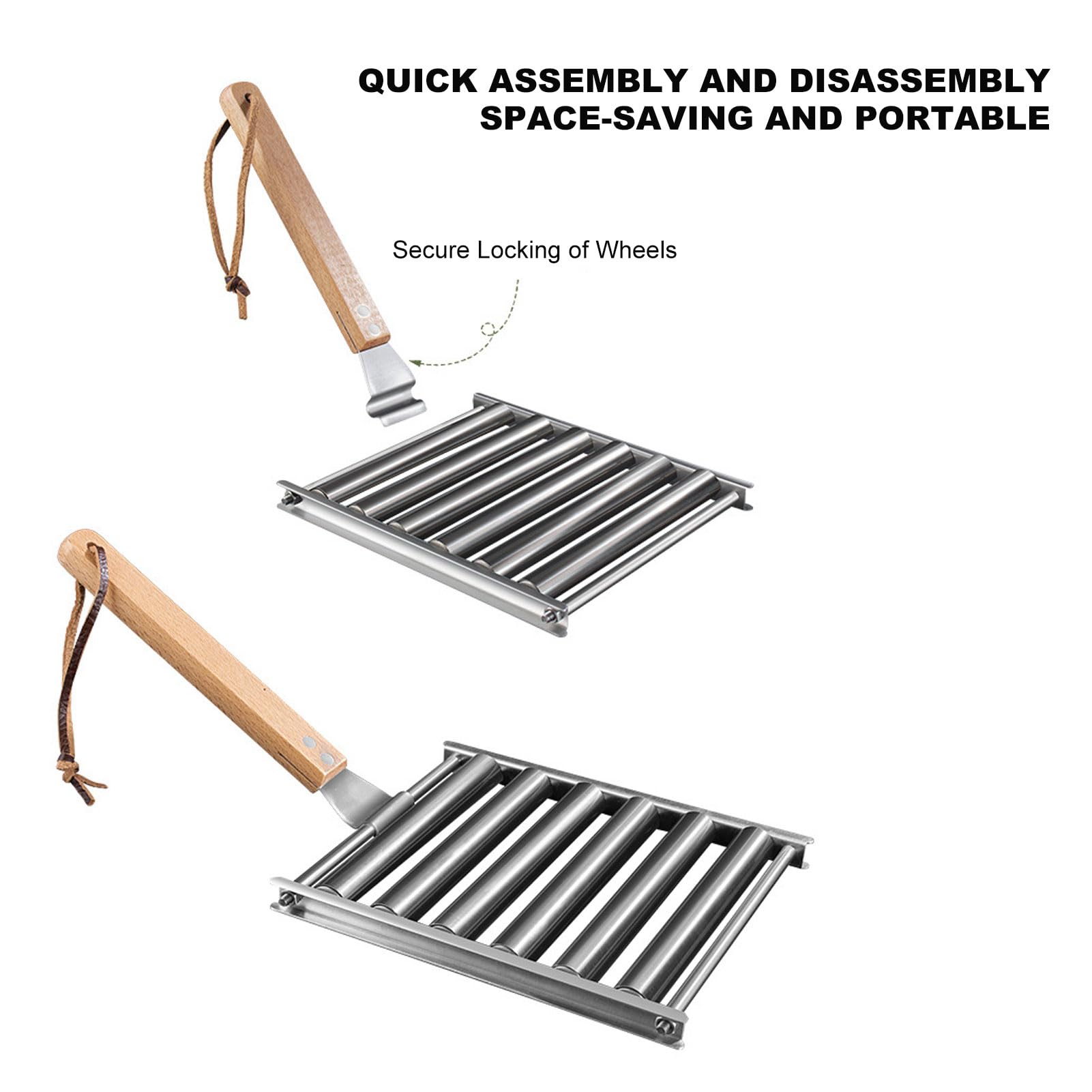 Hot Dog Roller Grill, Wurstroller Grill Abnehmbarer Würstchen Roller Grill mit extra langem Holzgriff für 5 Hot Dogs Miniwürsten Bratwürsten Taquitos (L)