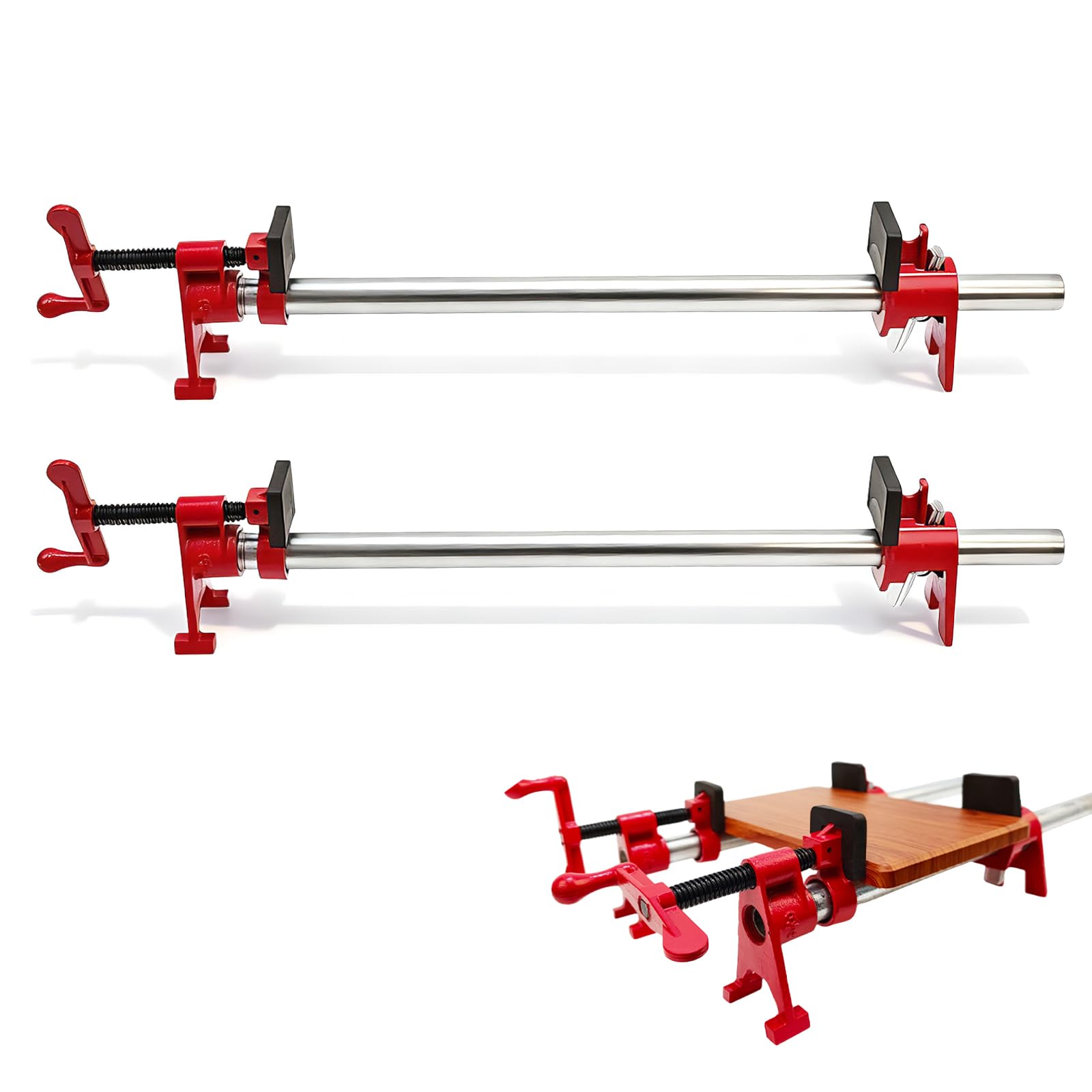 Juego De 6 Abrazaderas Para Tubos De 3/4", 4 Abrazaderas De Liberación Rápida Con 2 Tubos De Acero De 60 cm Juego De Abrazaderas Para Madera Abrazaderas Para Mangueras Para Carpintería