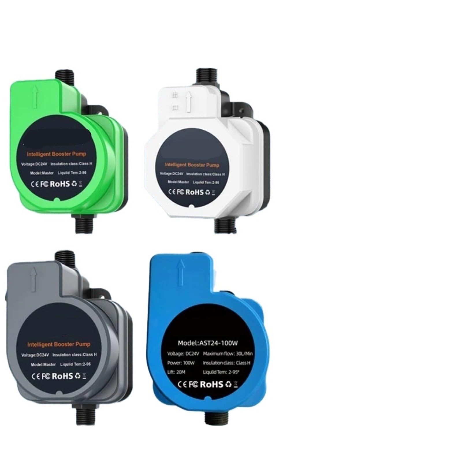 Bomba de refuerzo automática 2024 de 180 W y 24 V, sin escobillas, for ducha doméstica, calentador de agua con presión de agua adicional y silenciosa.(Green-180W 24V,US)