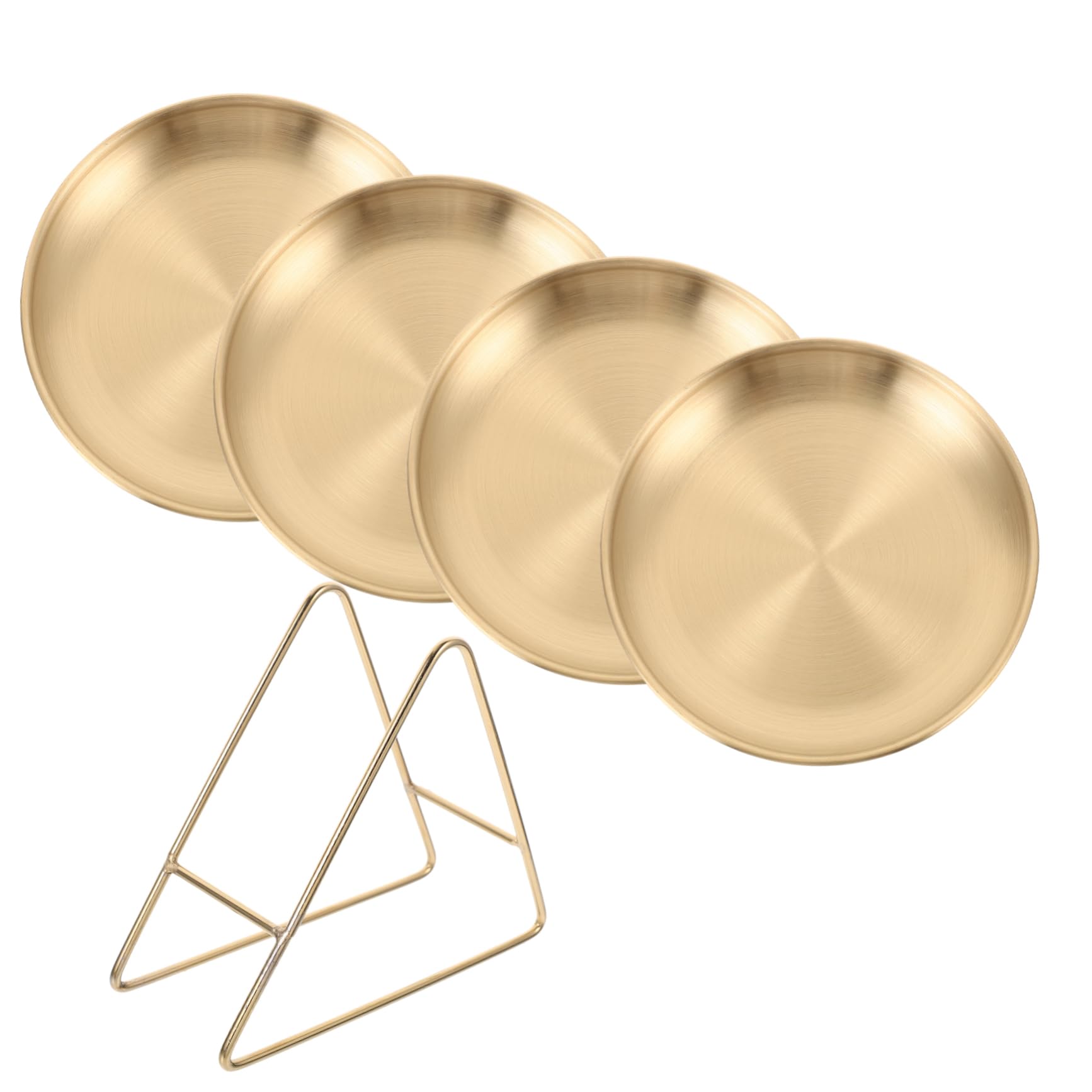 Wakauto 1 Set Stainless Steel Serving Plate with Storage Rack Versatile Bbq Salad and Dessert Plates for Parties Restaurants and Home Use and Easy to Clean