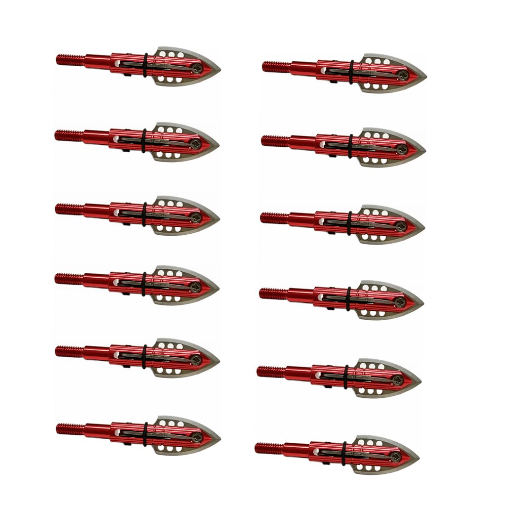 cqwsbsy 12pcs Hunting Broadheads 85 Grain Archery Broadheads 3-Blade Hunting Hybrid Mechanical Archery Tip 1.7