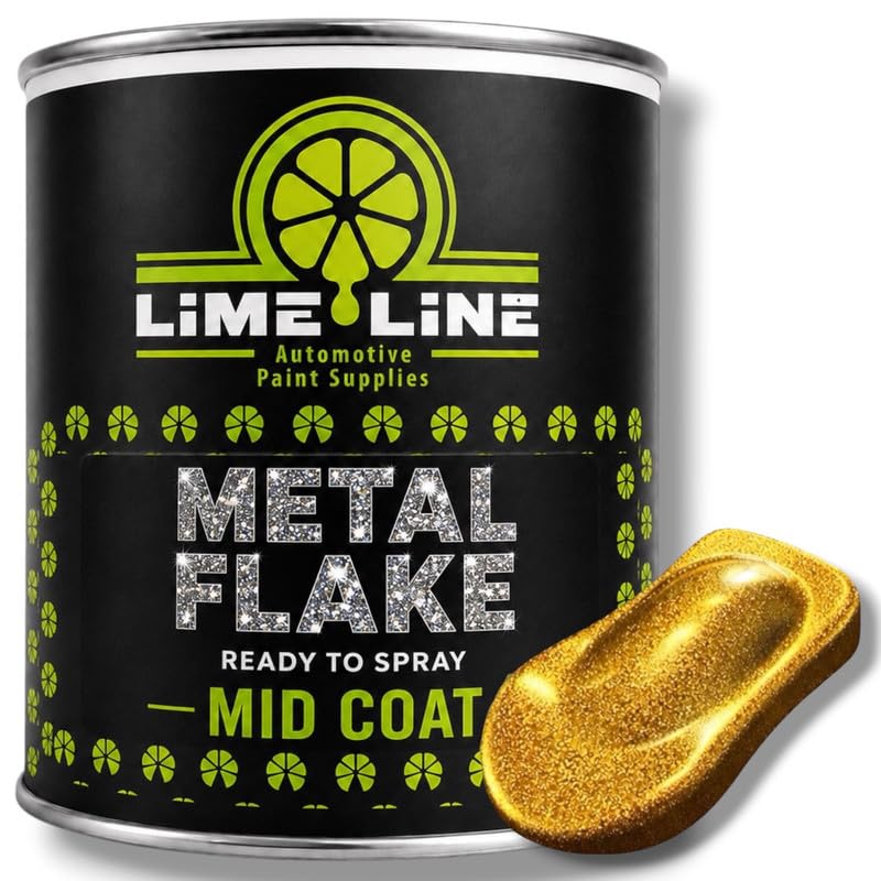 LiME LiNE Automotive Metal Flake Midcoat - No Reducer Needed (Gold, 1 Gallon)