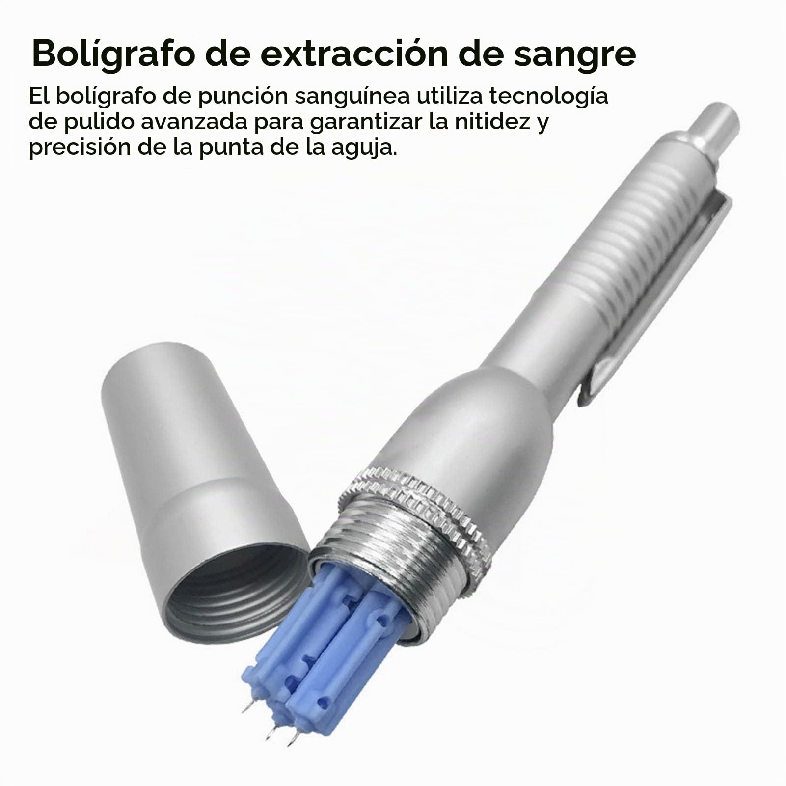 Pluma De Lanceta De Sangre, Pluma De Recolección De Sangre Dispositivo De Punción De Sangre De 3 Agujas De Profundidad Ajustable Profesional Para Uso Doméstico(Plata)