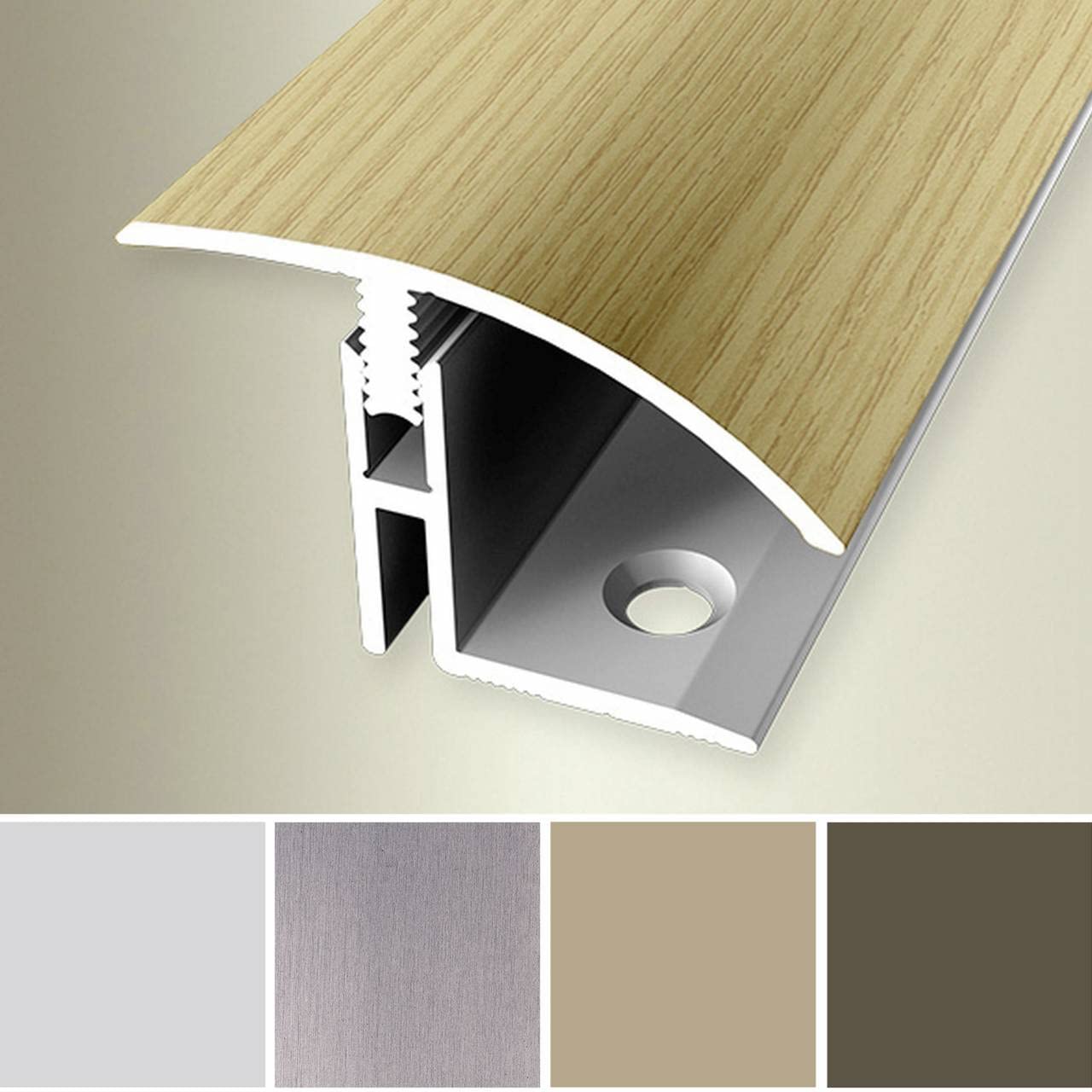 PROVISTON | Übergangsprofil | Parkettausgleich | Breite: 39 mm | Höhenausgleich: 17-22 mm | Länge: 2000 mm | Aluminiumprofil | Edelstahloptik | 1 Stück