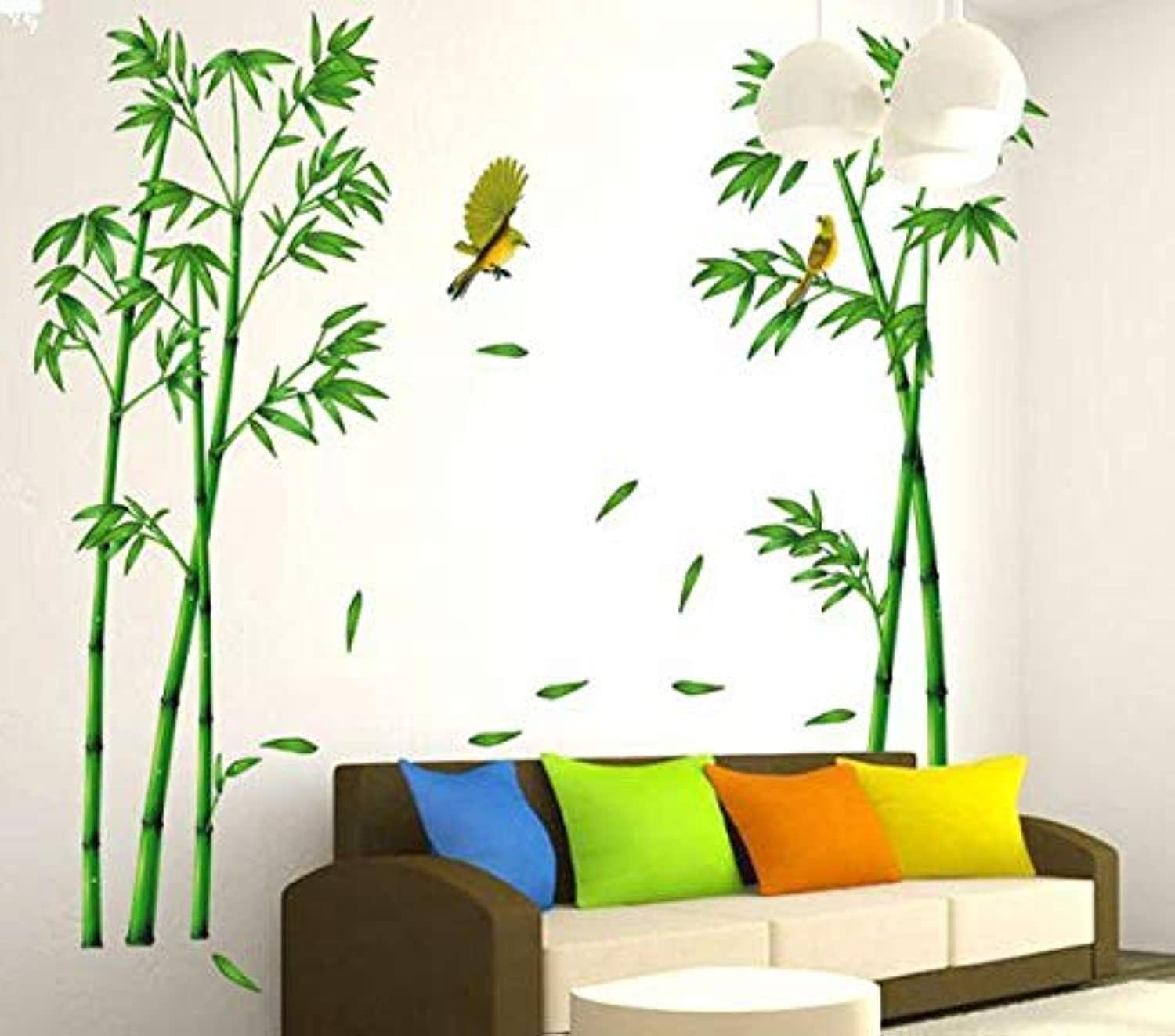 Khazna Bamboo Wall Stickers DIY Removable bamboo Decor, Green Plants Wall Stickers Bedroom Living Room Sofa TV Background Wall Decor