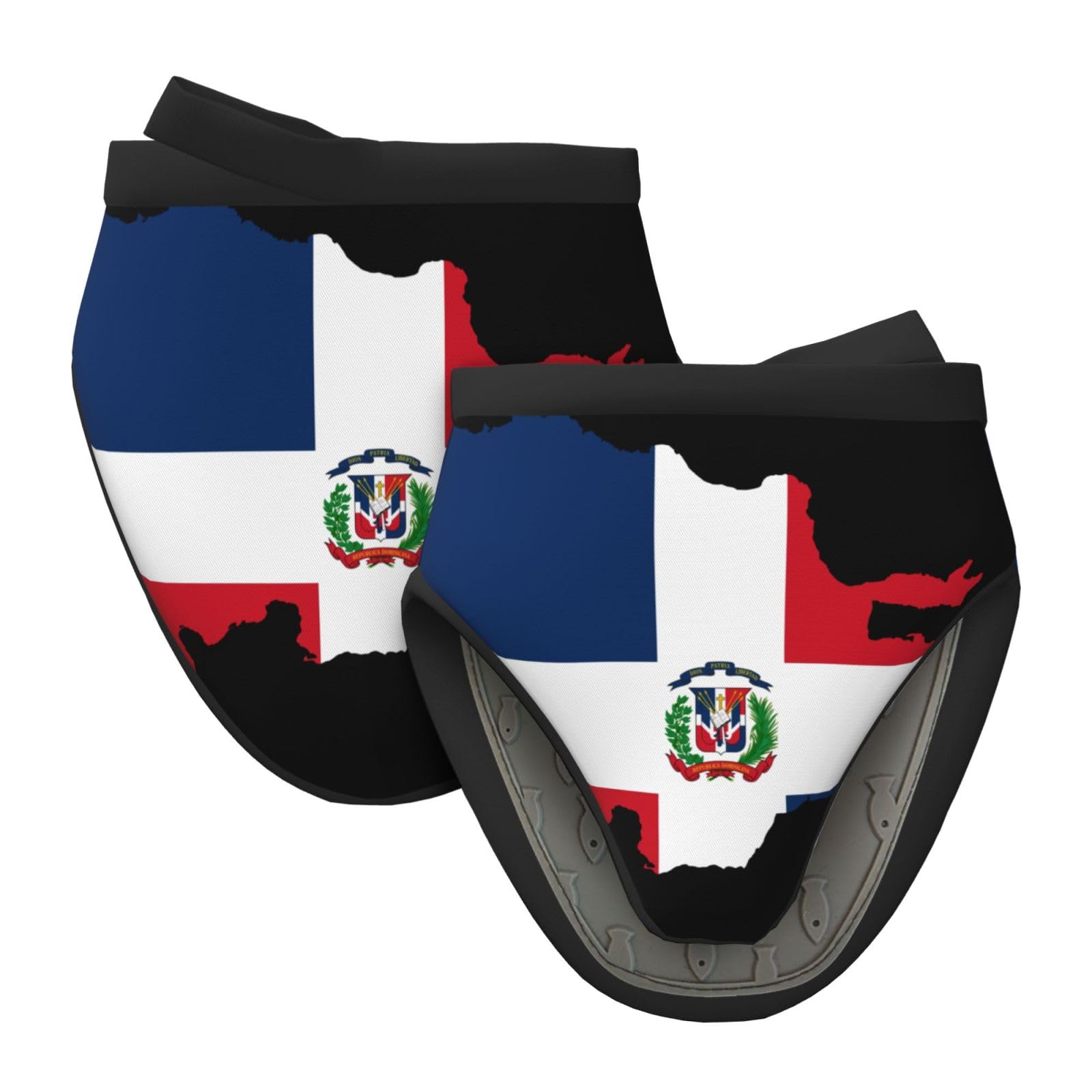 Silicone Oven Mitts, Heat and Slip Resistant Kitchen Mittens 2-Pack Set, Dominican Republic Map Flag Sign Short Soft Oven Gloves