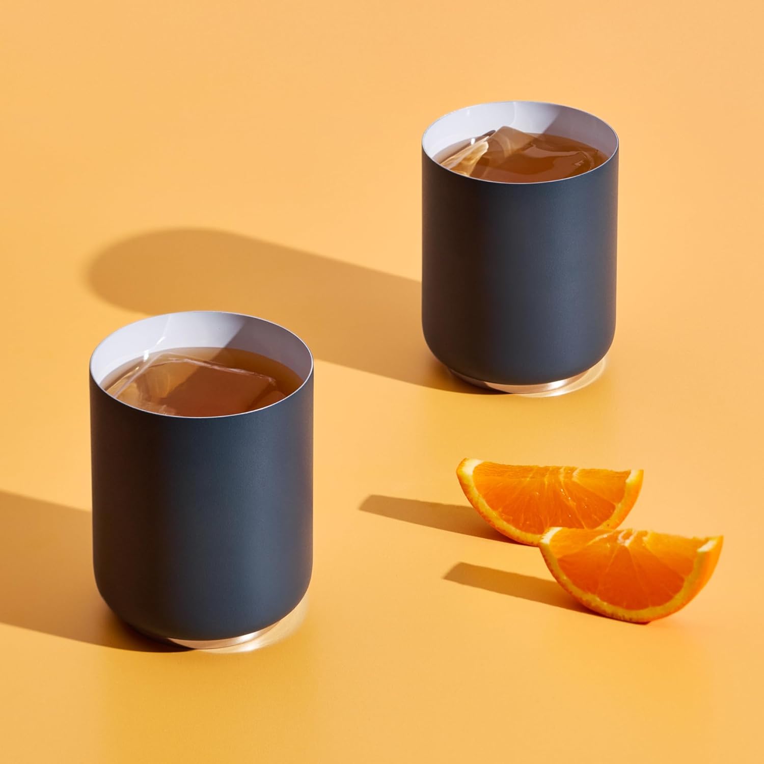 Fellow 10 oz Rocky Lowball Tumbler - Insulated Stainless Steel Whiskey and Cocktail Tumbler with Ceramic Interior and Swivel Pebble Lid (Stone Blue) - Image 6