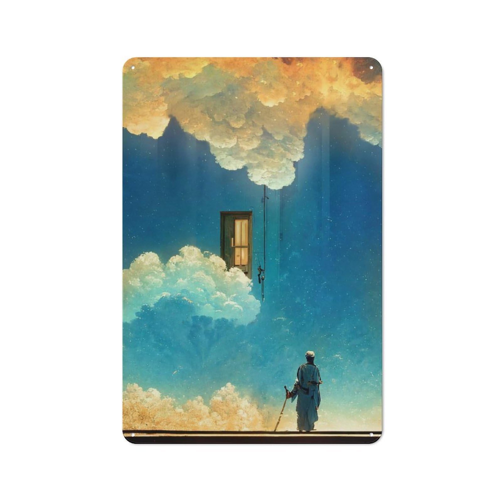 Junmoney Heavenly Door Retro-Style Metal Wall Sign 30X20cm For Living Room Wall, Gift Idea At Christmas For Feature Wall Decorators