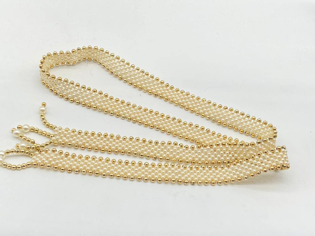 B&C Pearl Beads Designer Welcome PATKA with White and Golden MOTI for Wedding,Functions & Other Traditional PUPOSES OFFWHITE Pearl MOTI PATKA (10)