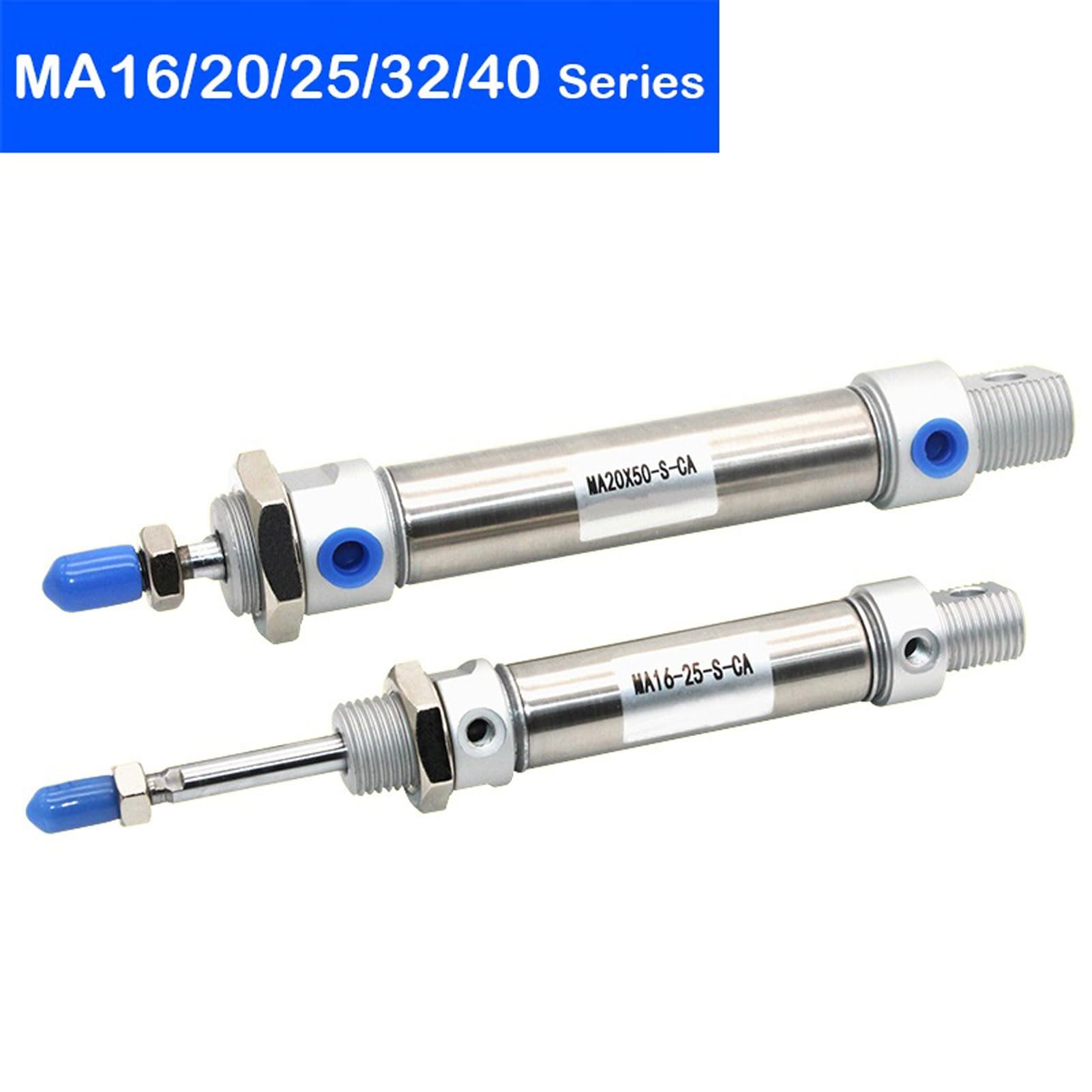 MA Mini-Pneumatikzylinder – Doppeltwirkend, Edelstahl, Bohrung 16–40 Mm, Hub 25–500 Mm, Mit Magnet (32 Mm Bohrung, 125 Mm Hub)