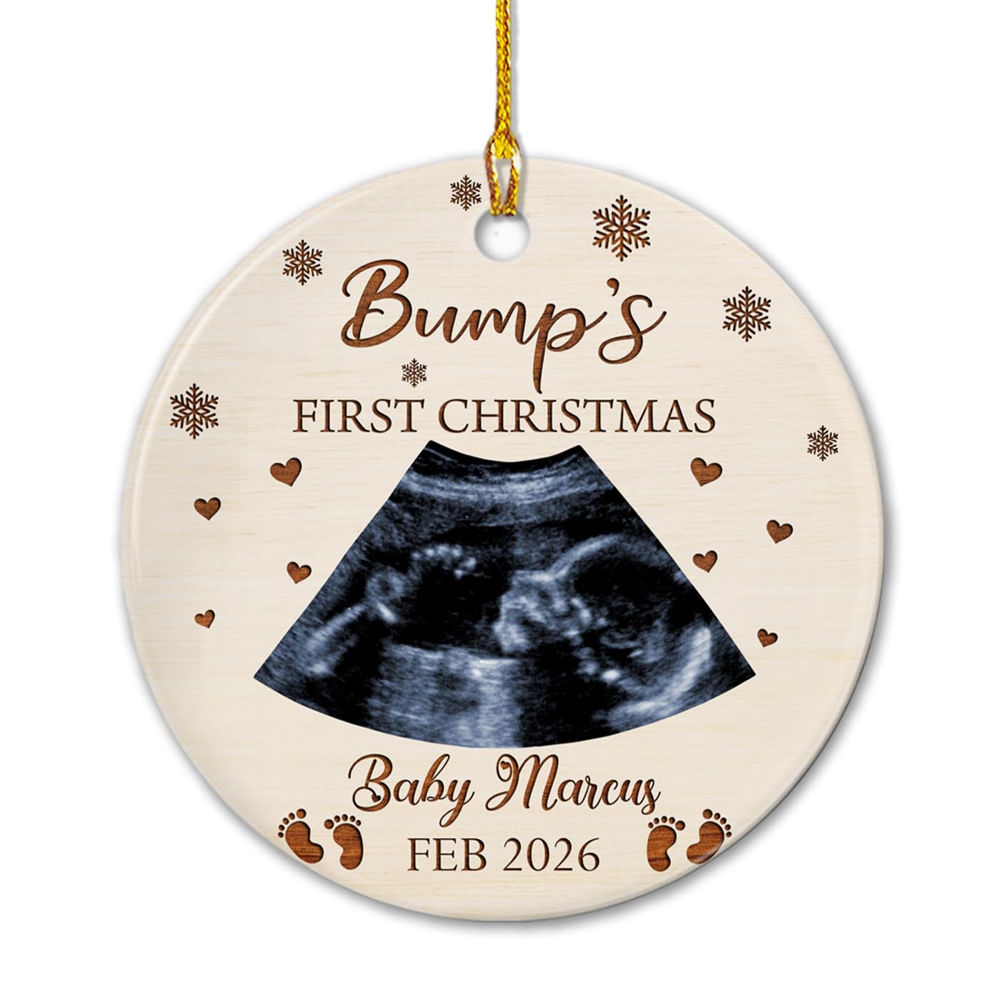 Personalized Bump's First Christmas Ceramic Ornament with Photo Name Year, Baby Bump Sonogram Ultrasound Photo Picture Ceramic Christmas Ornament 2025, Pregnancy Announcement Gifts for Future Dad Mom