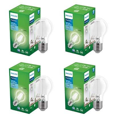PHILIPS 9-watt LED Clear Glass Light Bulb | Bulb Base: E27, 850 Lumen Full Glow Clear LED Bulb for Home Decoration | Crystral White, Pack of 4