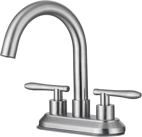 Grifos de baño, grifo de lavabo de baño de 2 manijas, grifo giratorio moderno con grifos, líneas de suministro para baño, grifo de níquel cepillado