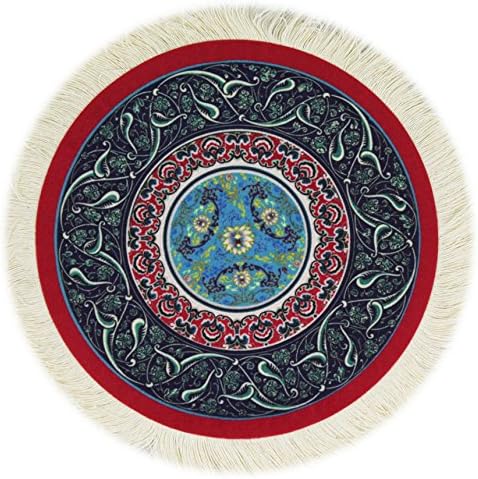 Oriental Round Carpet Mouse Pad, Several Colors (Red Octopus)