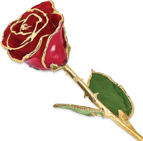 Miniatura 10 de Hierbabuena Dipped 24K Gold recortar Genuine de tallo largo Rose en oro caja de regalo