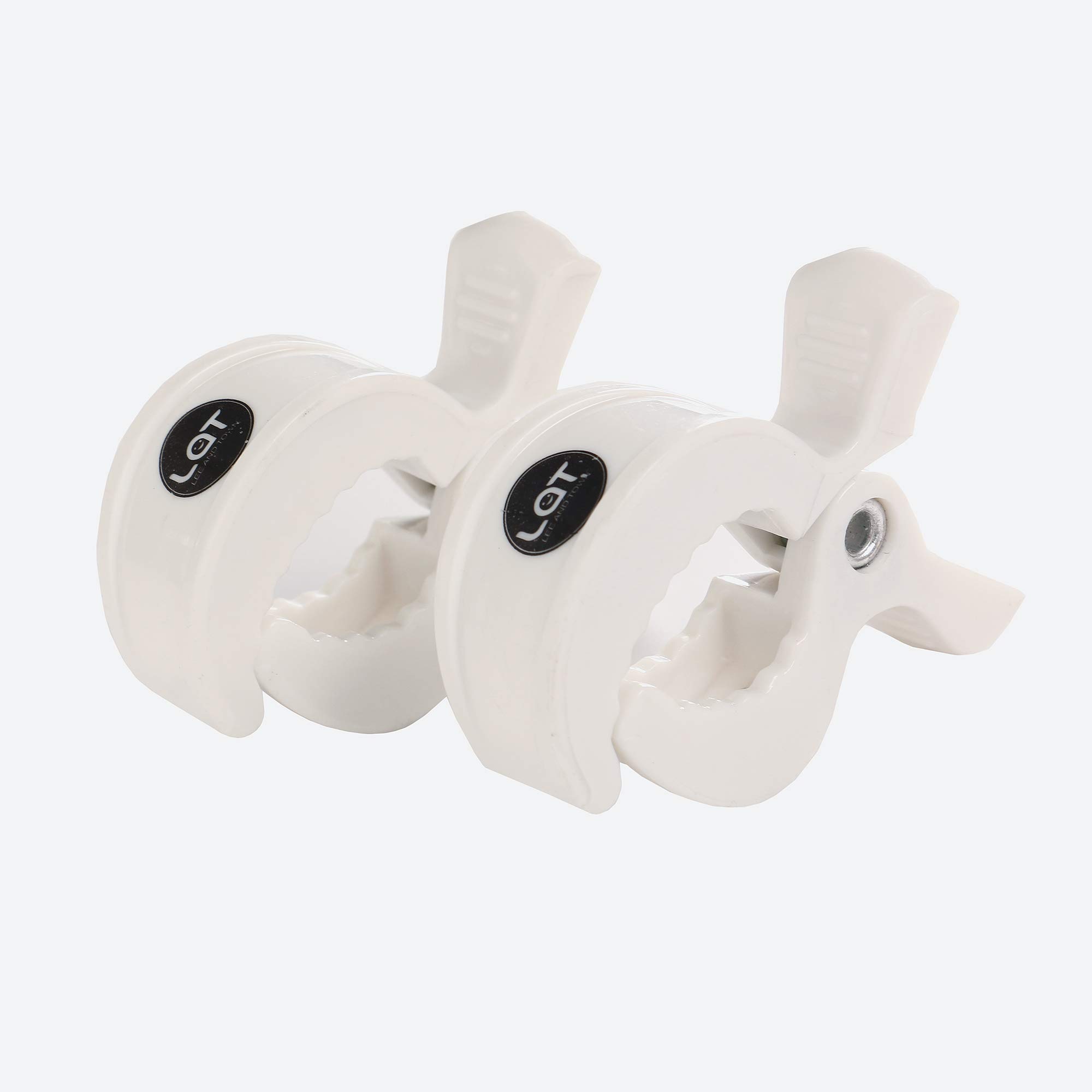 LAT Universal Kinderwagen Klammern, Universal Pram Clip zum Befestigung von Wechselkleidung an Buggy Kinderwagen Babyschale (Weiß*2)