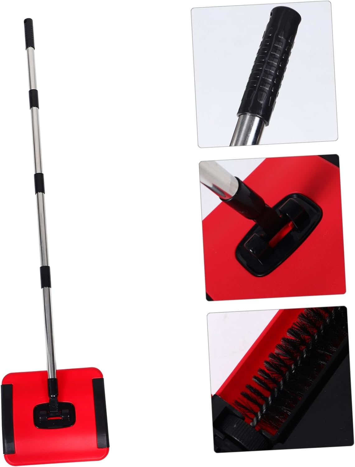 Manual Carpet Sweeper with Adjustable Handle Hand-Push PET Hair Removal Tool Portable Dust and Debris Cleaner for Home and Office