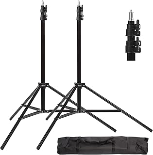 PYXEL STUDIO 2 Packs Photography Light Stand with Carry Bag, Adjustable 200cm Alluminum Alloy Tripod Stand for Softbox Microphone Lighting Photo Equipment