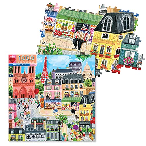 Image of eeBoo Paris in a Day Rectangular for Adults. Rediscover Paris Through 1000 Pieces-Puzzle Dimension 61 x 46 cm, PZTPD2