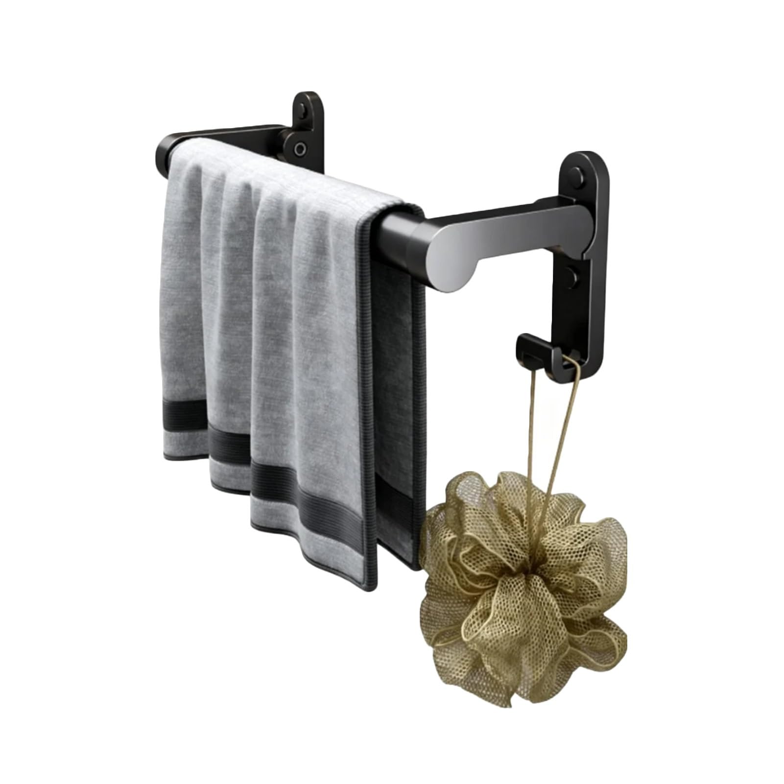 Portasciugamani in lega di alluminio, asta portasciugamani da parete con ganci, pieghevole, per bagno, soggiorno, camera da letto, balcone (L-50 cm)