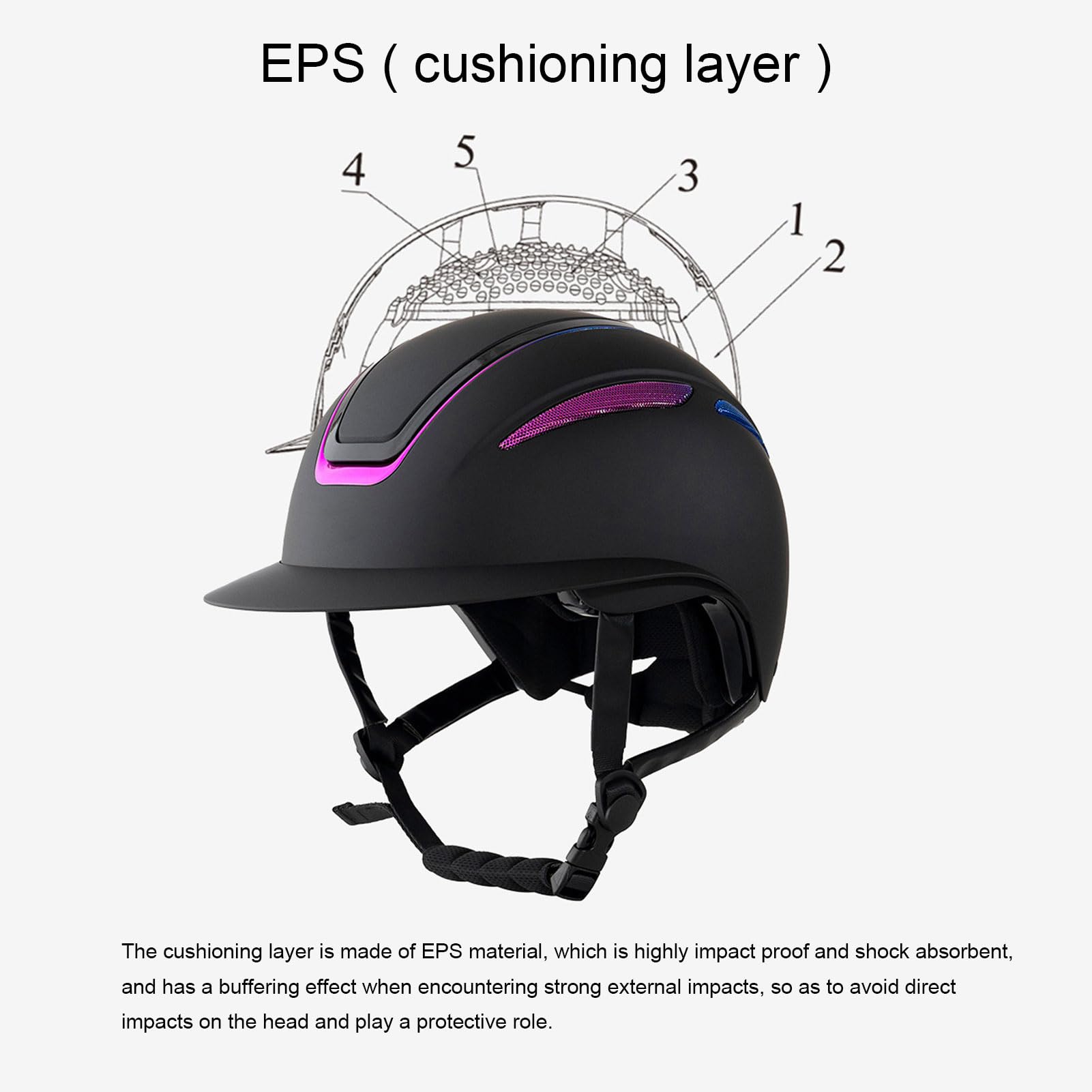 VGEBY Casco para Montar a Caballo, Equipo de Seguridad Ajustable para Montar a Caballo con Forro de Repuesto para Entrenamiento a Caballo (L)