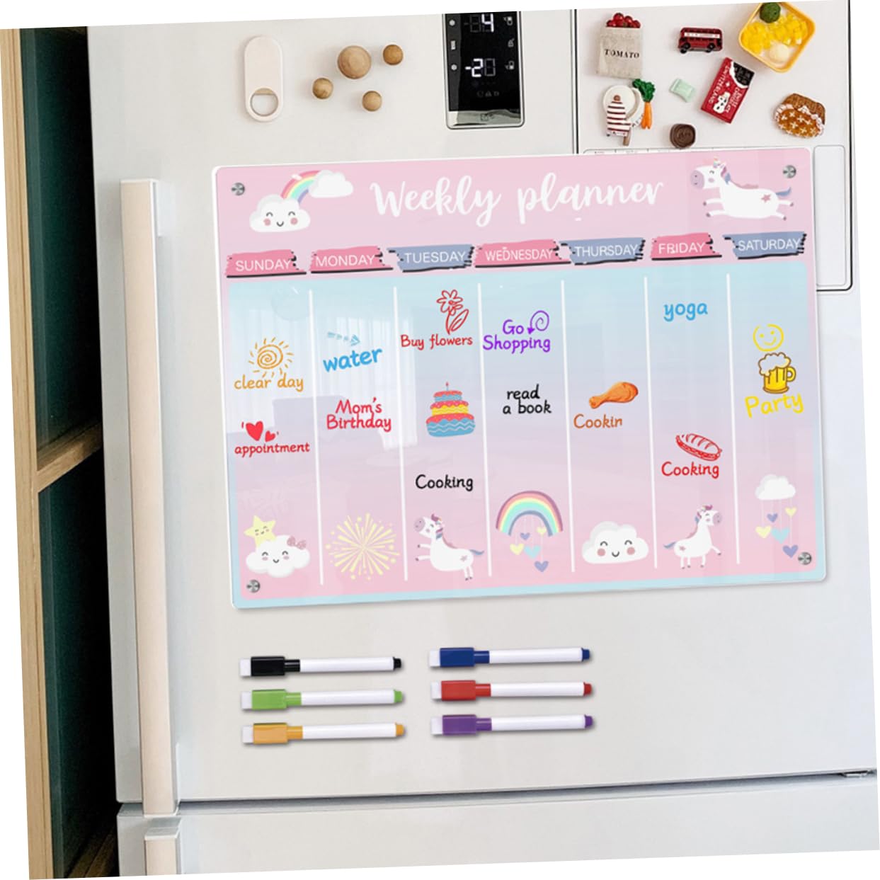 SHINEOFI Acryl Wochenplaner Tafel Magnetisch Für Kühlschrank Abwischbar Planungstafel Transparent Mit Blasenbildung Oder Verbiegen Vermeidend