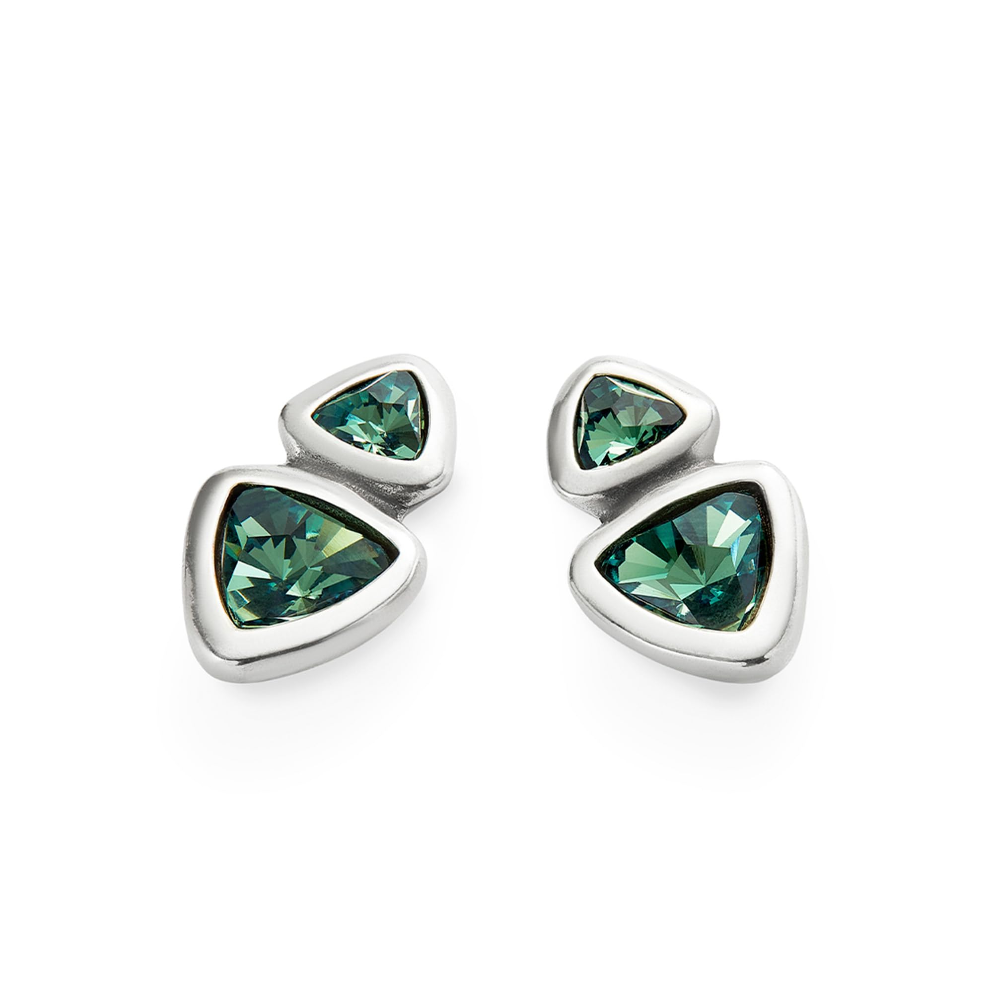 UNOde50 | Orecchini | con due cristalli verdi di diverse dimensioni | Placcato in argento sterling | Gioiello artigianale | Made in Italy, Estandar, Lega metallica, Nessuna pietra preziosa