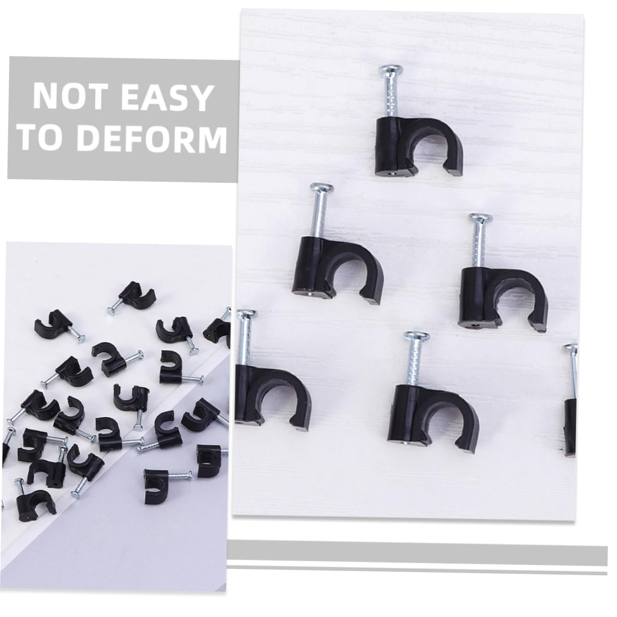 OSALADI Lot De 400 Clips Adhésifs Pour Chemin De Câbles Ancrages De Câbles Solides Clous Pour Mur Et Sol Supports De Câbles Pour Maison Et Bureau