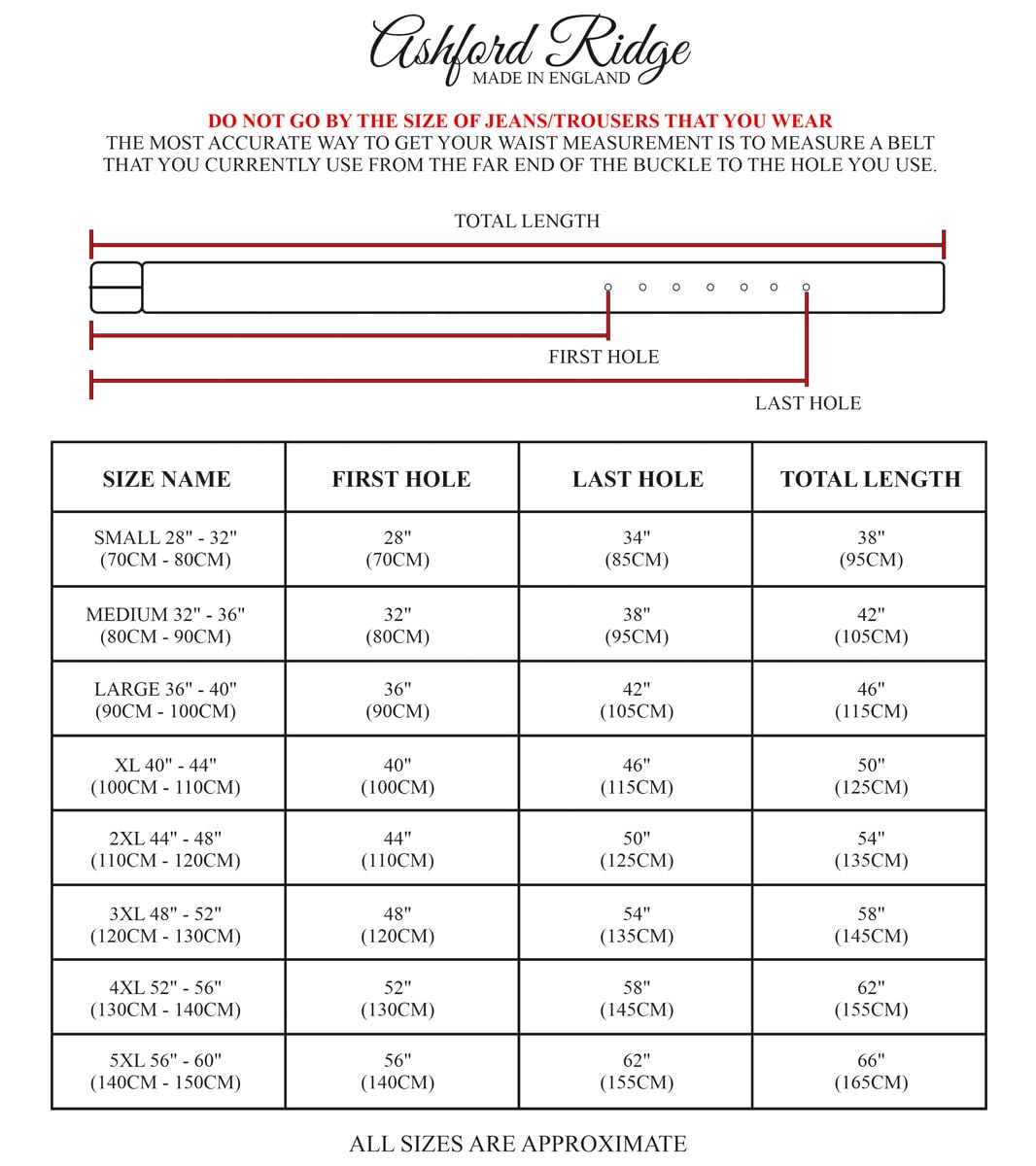 Ashford Ridge Made in England 34mm Full Leather Edge Stitched Belt with Classic Buckle - Tan Medium