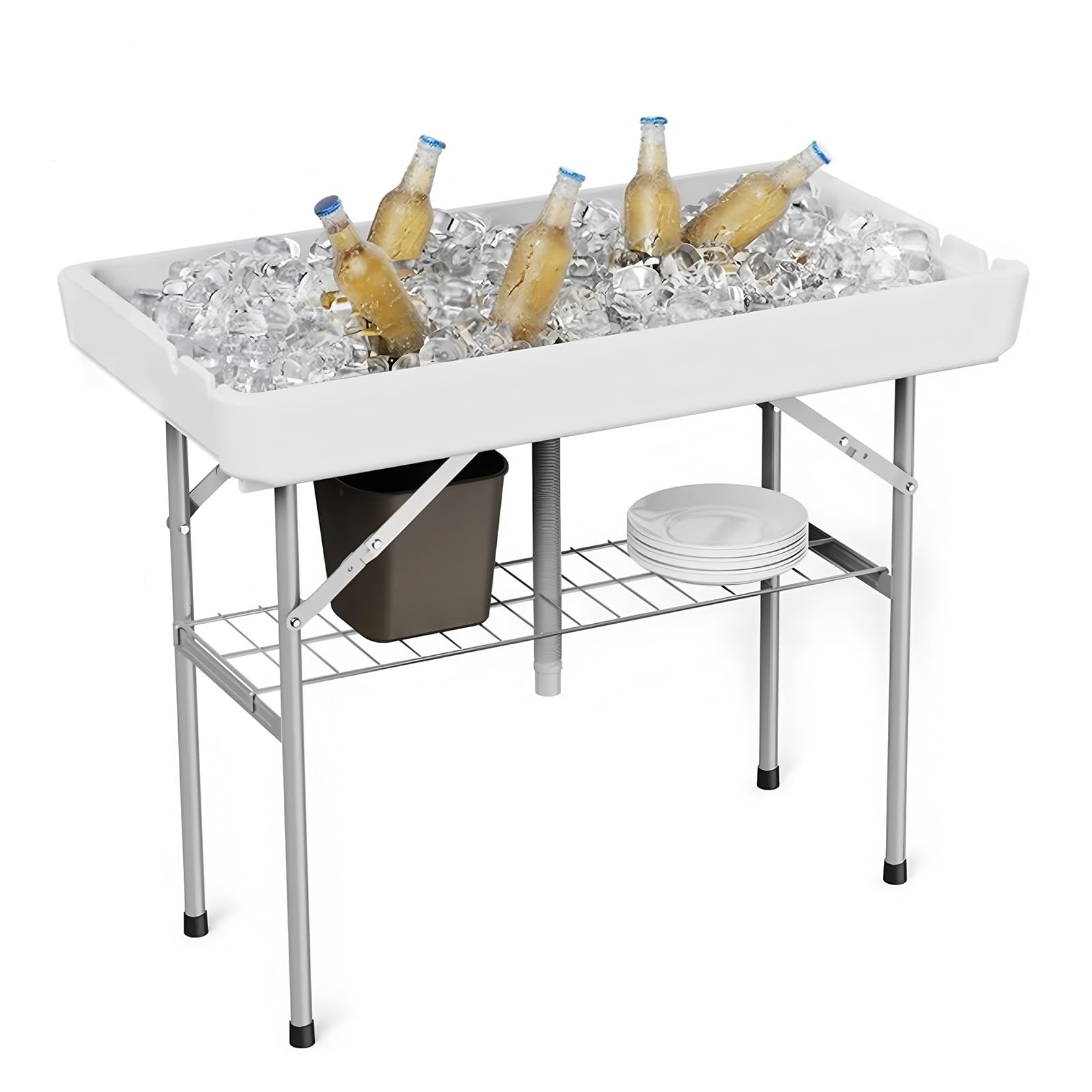 Table à glace pliable avec drain pour vos barbecues et buffets en plein air réussis