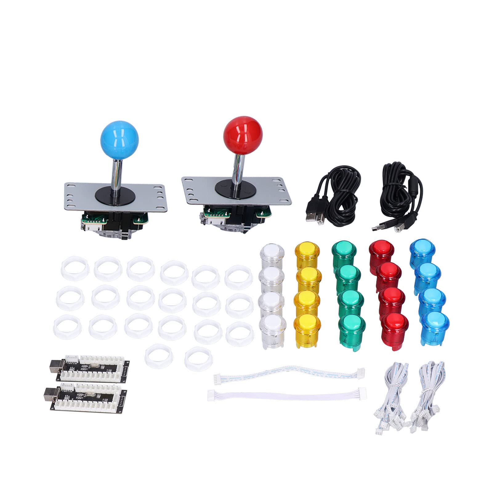 Acouto QM070906 Wersja dla Dwóch Graczy Gra Zręcznościowa Zestaw do Samodzielnego Montażu LED 8-kierunkowy Joystick do Gier Zręcznościowych Projekty DIY Ludzie Zestaw Gry Zręcznościowej Gra