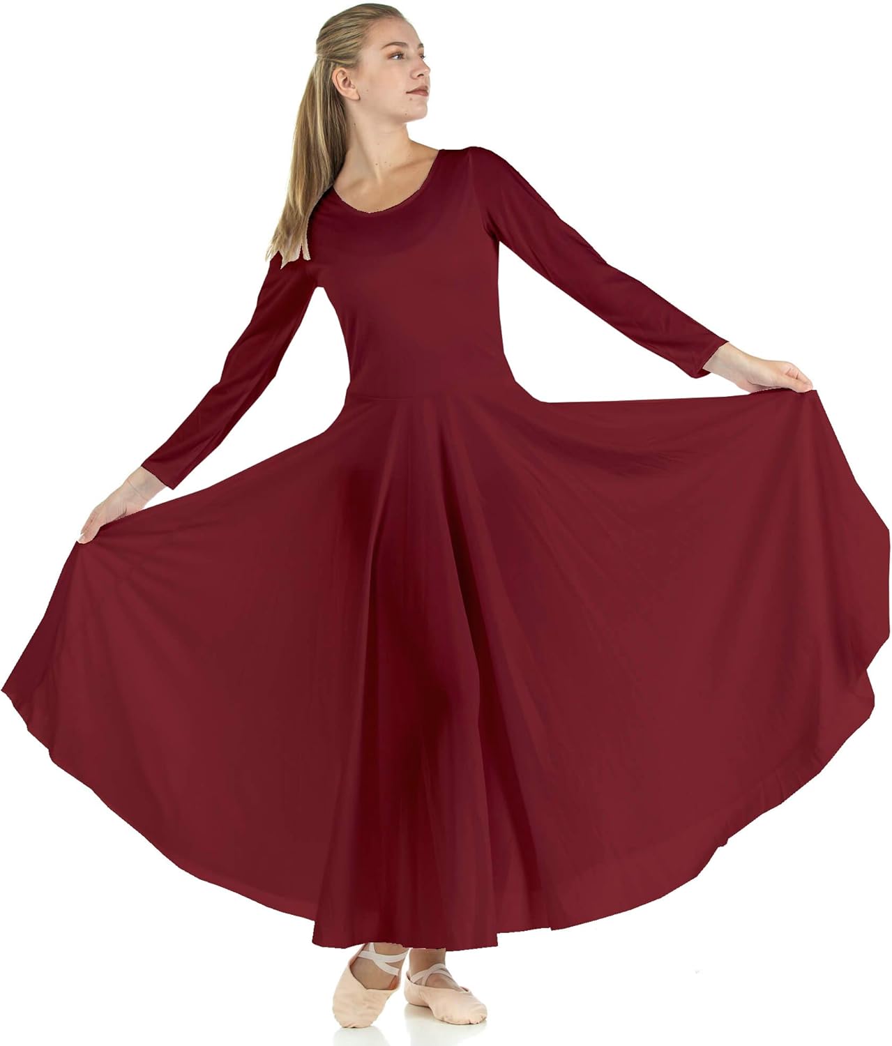 Danzcue Womens Praise Loose Fit Full Length Long Sleeve Dance Dress - Image 2