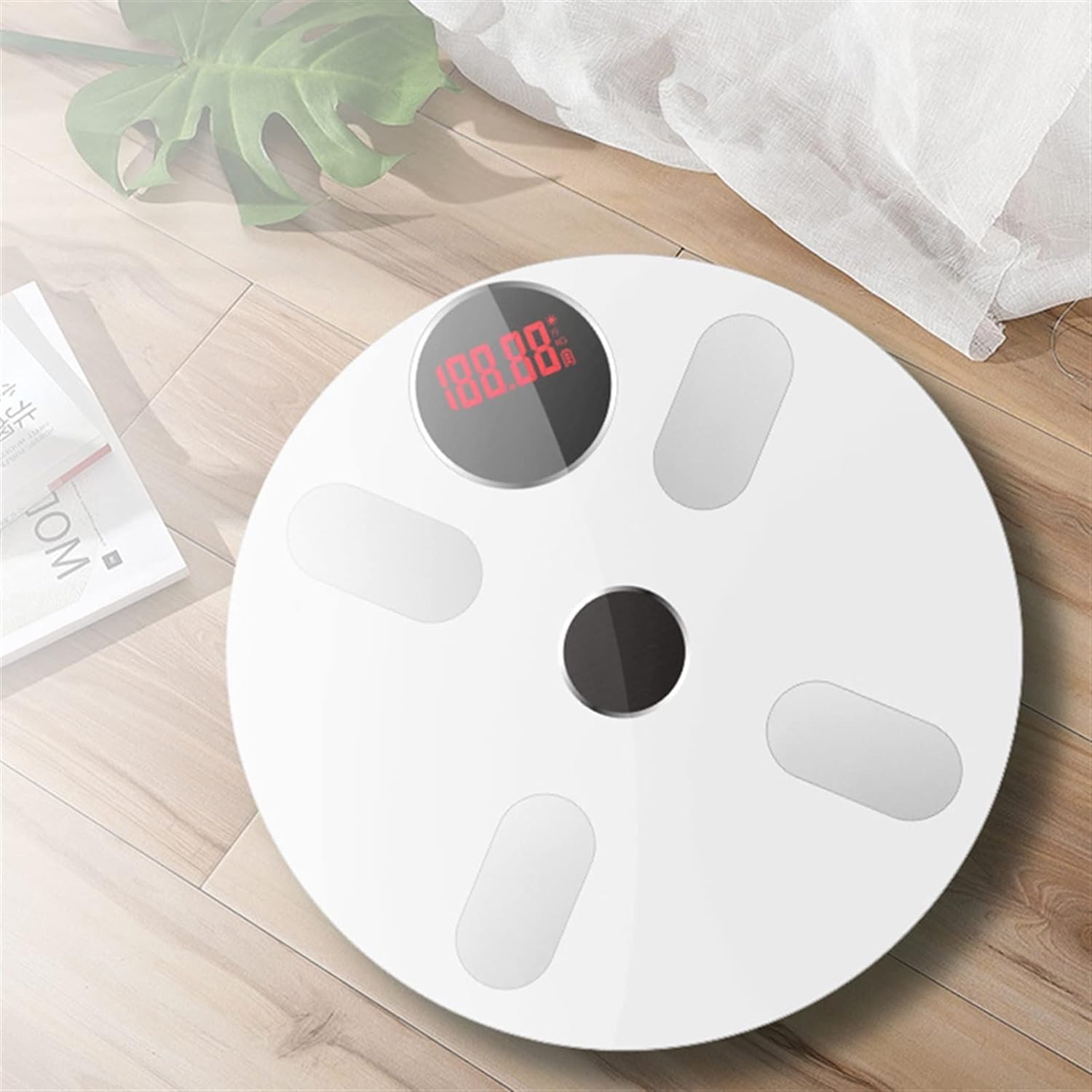 Balanza Báscula de baño con diseño de plataforma de vidrio templado, báscula electrónica inteligente LED, báscula corporal con carga Solar y USB Alta precisión