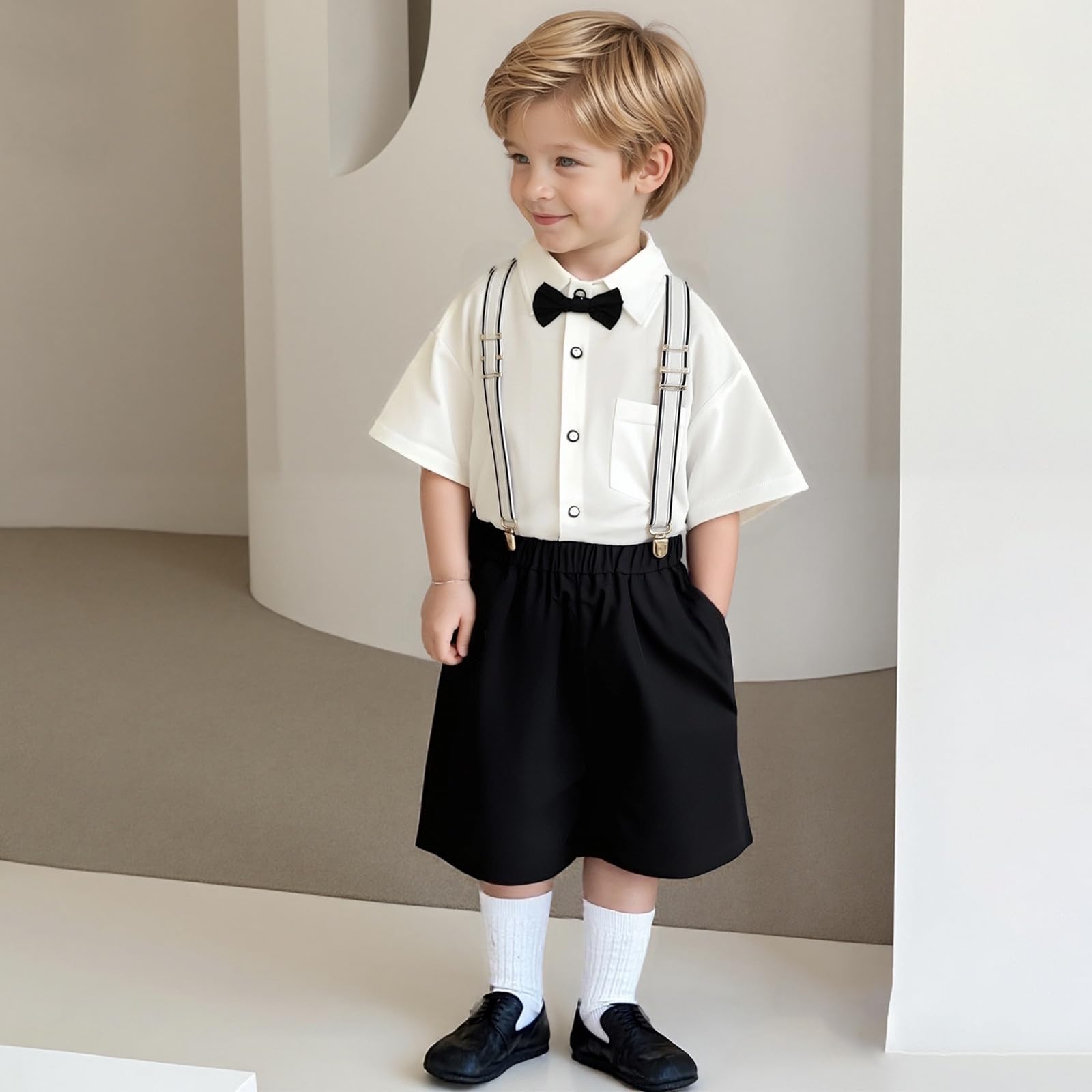 Completi Estivi Bambino, Vestito Battesimo Bambino, Set Neonato - Completo Elegante Camicie Pantaloncini, Adatto Per Compleanni E Altre Occasioni, 1-6 Anni