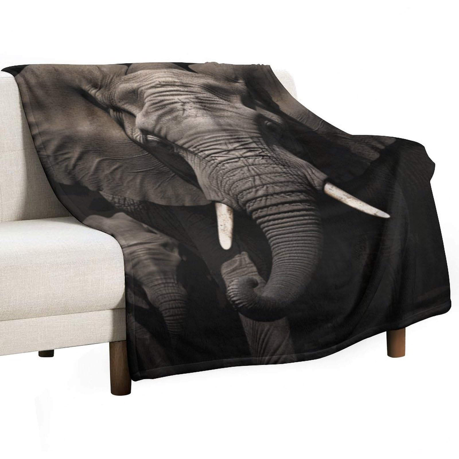 Couverture éléphant en flanelle douce et pelucheuse, plaid léger et chaud 127x178cm