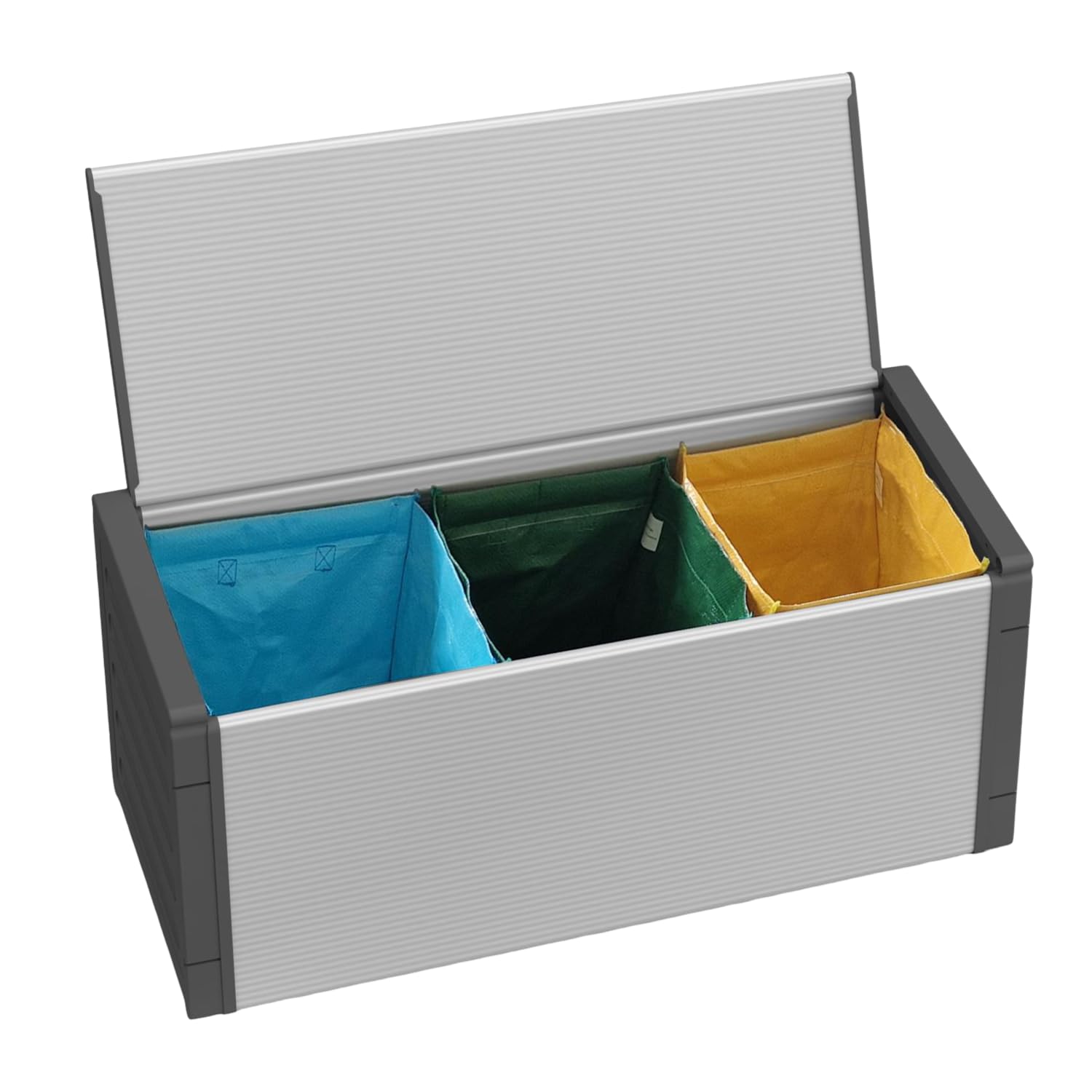 BuyStar Baule Cassapanca 87 Lt per Raccolta Differenziata 85x34x38 cm + 3 Borse per Riciclaggio - da Esterno, Anti Odore, in Resina, Terrazzo, Giardino, Organizzazione, Stoccaggio - Made in Italy