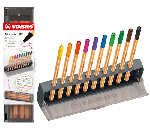 STABILO - Fineliner - point 88-10er Click Set - 10 Farben
